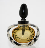 Correia Art Glass Amber and Black Tiger Perfume Bottle