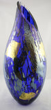 Lazer Art Glass Cobalt Large Slash Cut Vase