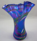 Glass Eye Studio Blue Rainbow Ruffle Vase
