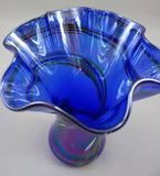 Glass Eye Studio Blue Rainbow Ruffle Vase