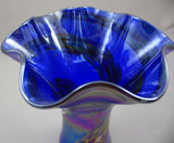 Glass Eye Studio Blue Rainbow Ruffle Vase