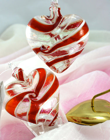 Glass Eye Studio Designer Heart Ornament Red Spin