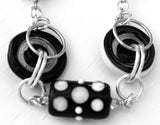 Cecillia Labora Studio Flamework Glass Jewelry Black and White Necklace