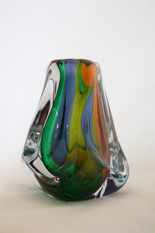 Harrie Art Glass Mardi Gras Thick Vase