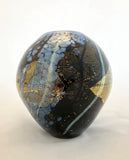 Lazer Art Glass Black Lip Wrap Vase