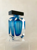 Correia Art Glass Aqua Geometric Perfume Bottle