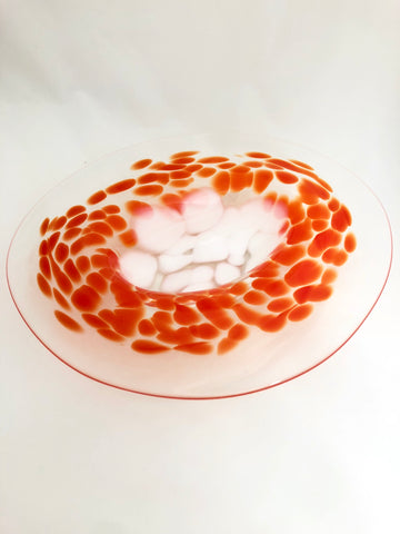 Eisenstat Glass Clear, Red & White Platter