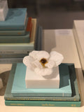 Anna Lou Glass Hot Sculpted White & Gold Glass Flower