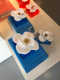 Anna Lou Glass Hot Sculpted White & Gold Glass Flower