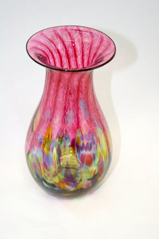 Glass Eye Studio Pink Chip Twist Raindrop Vase