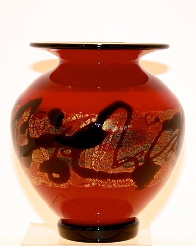 Nourot Glass Studio "Red Satin" Lipfoot Vase
