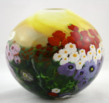 Shawn Messenger Fine Art Glass Landscape Series Round Yellow Vase