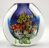 Shawn Messenger Fine Art Glass Blue/Lavender Flat Vase