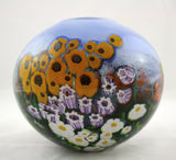 Shawn Messenger Fine Art Glass Landscape Series Round Blue Vase