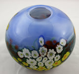 Shawn Messenger Fine Art Glass Landscape Series Round Blue Vase