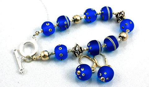Cecillia Labora Studio Flamework Glass Jewelry Blue Bracelet