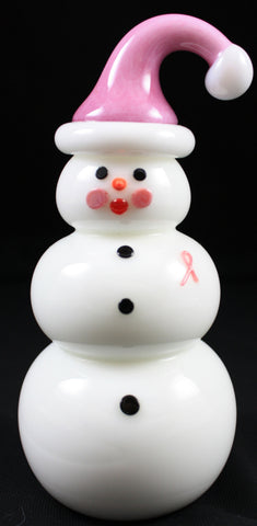 Vitrix Hot Glass Studio Breast Cancer Snowman