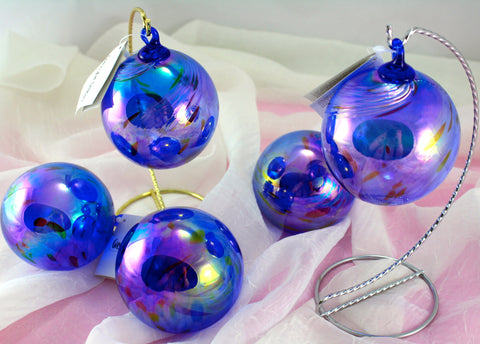 Glass Eye Studio Classic Ornament Blue Iridescent