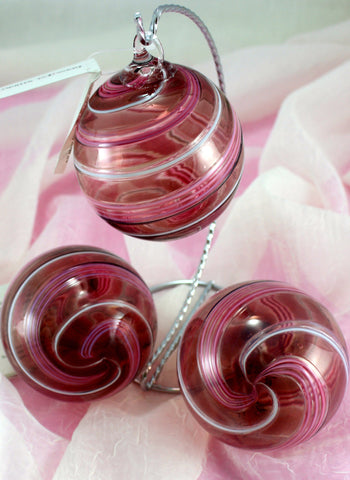 Glass Eye Studio Designer Ornaments Pink Stripe