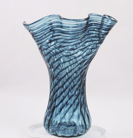 Glass Eye Studio Teal Ripple Mini Vase
