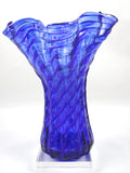 Glass Eye Studio Cobalt Ripple Ruffle Vase