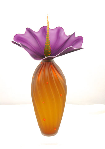 Kliszewski Art Glass Iris Gold/Hyacinth Tall BOBtanical