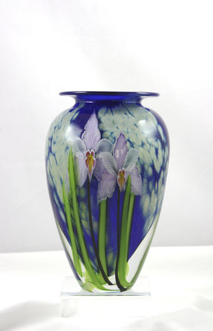 Mayauel Ward Art Glass Tropical Violet Orchid Vase
