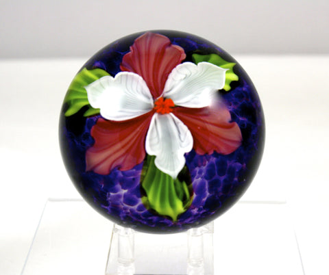 Mayauel Ward Art Glass Violet Pink Paperweight