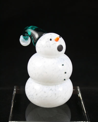 Thames Art Glass Caroler Green Hat Snowman