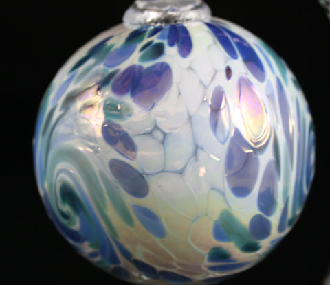 Glass Eye Studio Classic Ornament Blue Hydrangea Feather