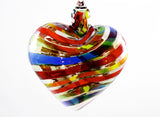 Glass Eye Studio Designer Rainbow Platinum Heart Ornament