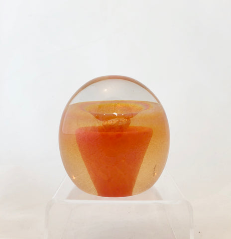 Edward Kachurik Art Glass Orange Paperweight